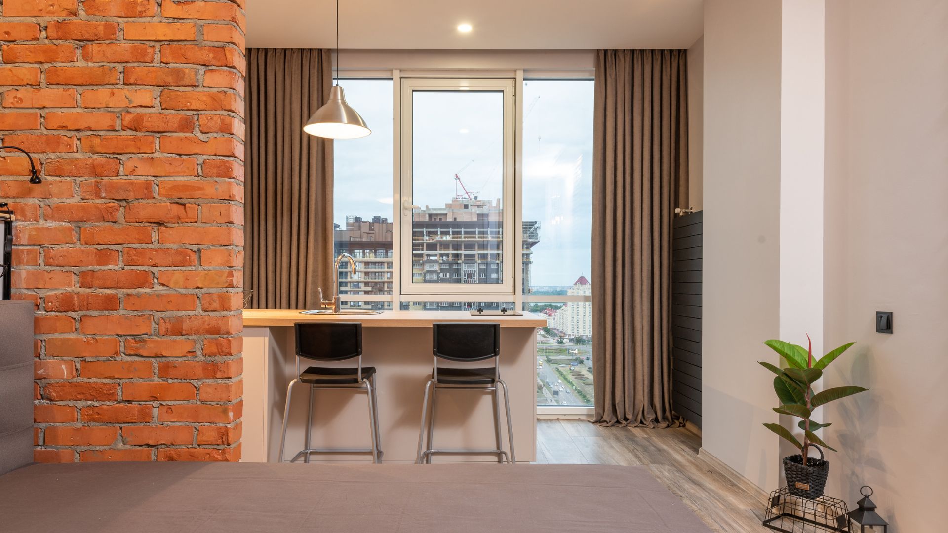 Vertical blinds in a small apartment